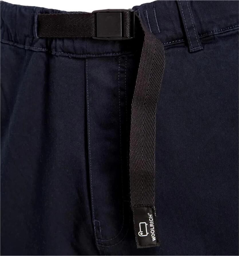 Woolrich Blauwe Broek Logo Zijzakken Blue Heren