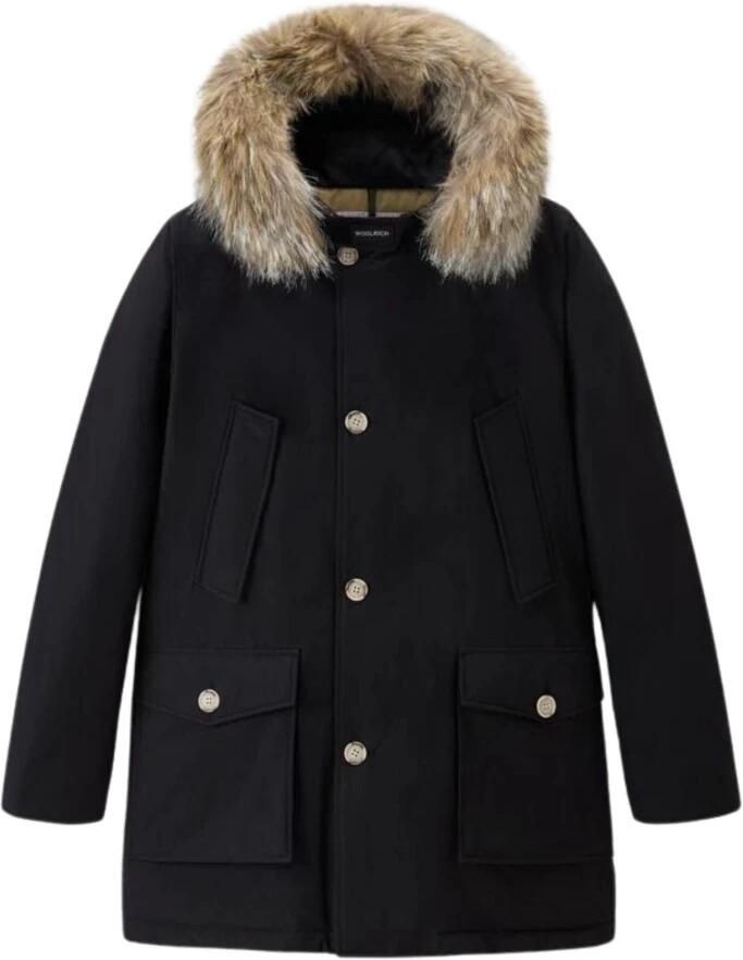 Save The Duck Gewatteerde Korte Juncus Jas met Capuchon Blue Heren