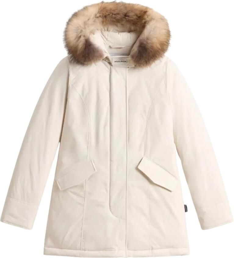 Woolrich Urban Touch Parka met Afneembare Wasbeer Bont Capuchon Beige Dames