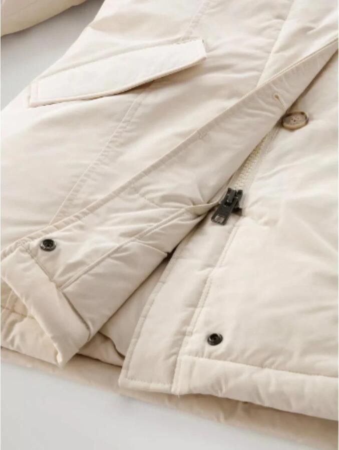 Woolrich Urban Touch Parka met Afneembare Wasbeer Bont Capuchon Beige Dames - Foto 4