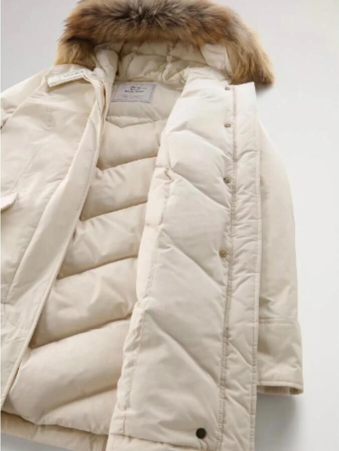 Woolrich Urban Touch Parka met Afneembare Wasbeer Bont Capuchon Beige Dames - Foto 5