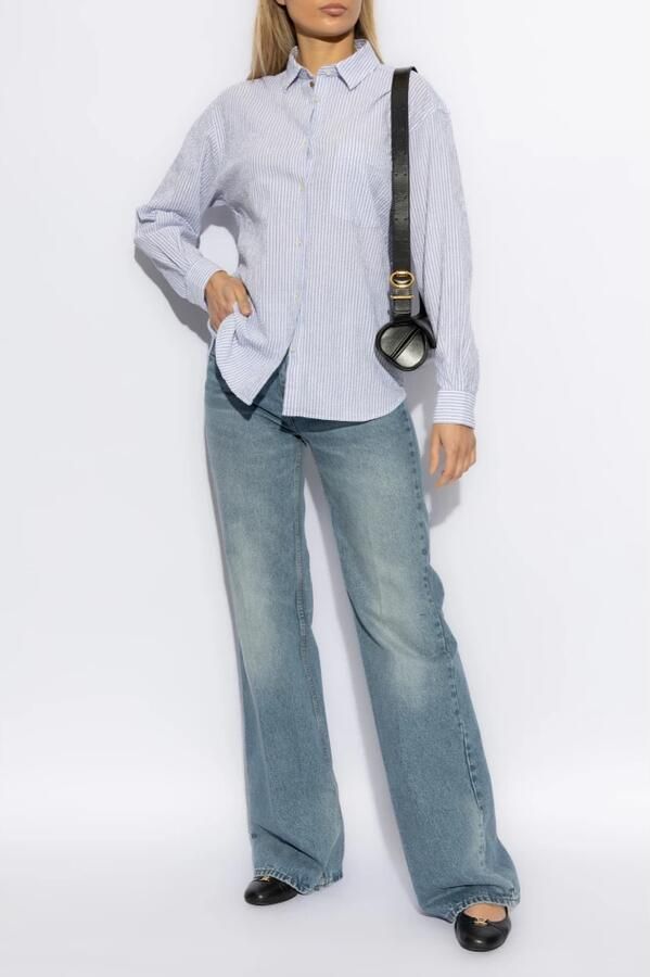 Woolrich Heldere Blauwe Pinstripe Button-Up Overhemd Blue Dames - Foto 9