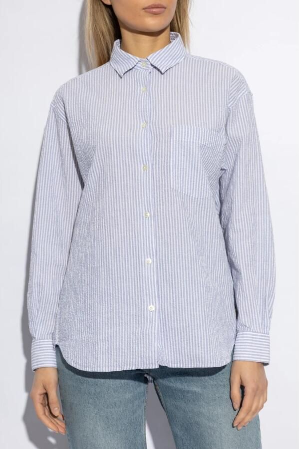 Woolrich Heldere Blauwe Pinstripe Button-Up Overhemd Blue Dames - Foto 10