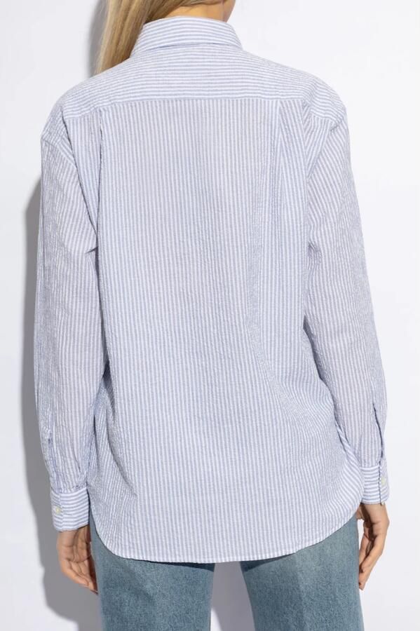 Woolrich Heldere Blauwe Pinstripe Button-Up Overhemd Blue Dames - Foto 11