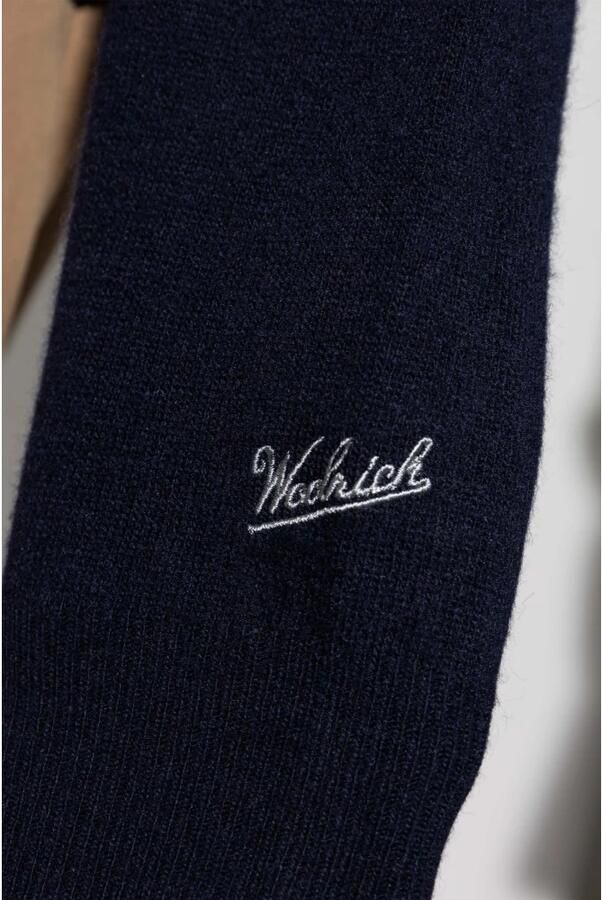 Woolrich Wollen trui met geborduurd logo Blue Heren