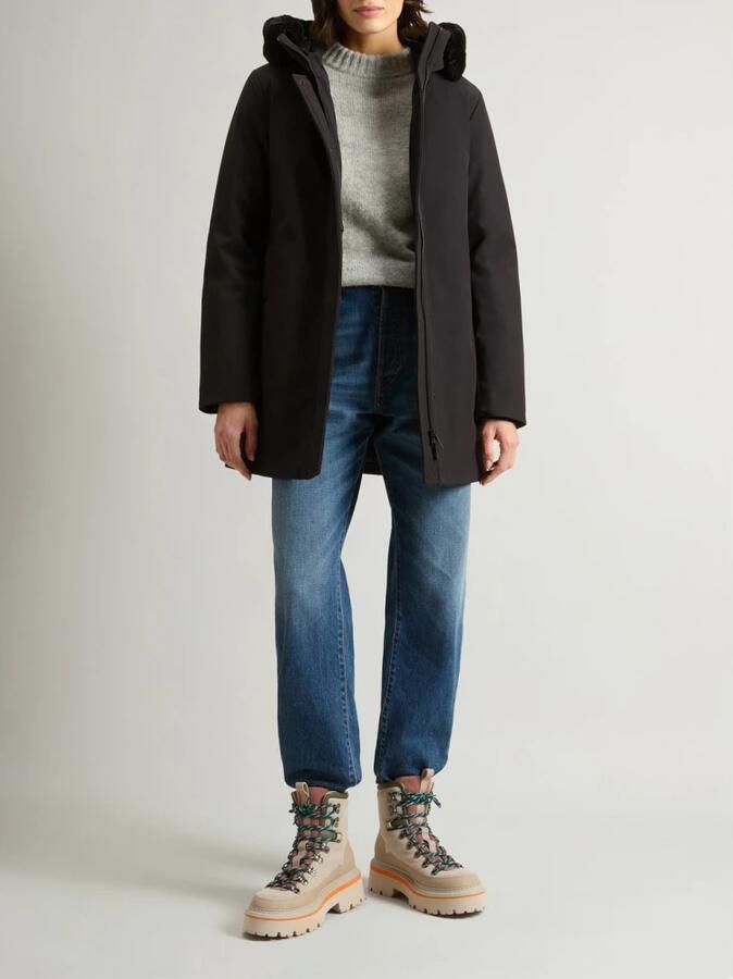 Woolrich Zwarte stretch polyester donsjack Black Dames - Foto 3