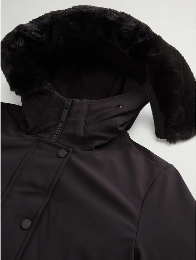 Woolrich Zwarte stretch polyester donsjack Black Dames