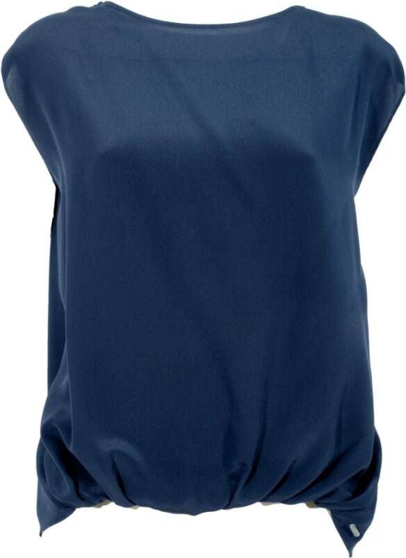 Woolrich Zijden Jersey T-shirt in Blauw Dames