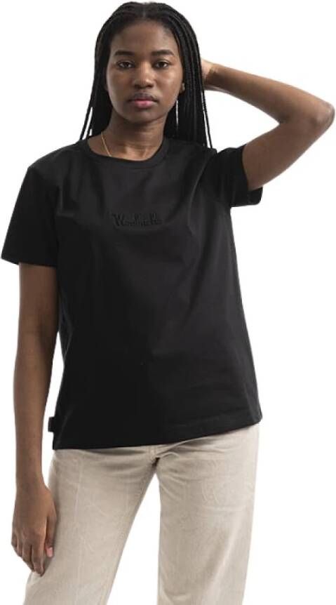 Woolrich Zwart Logo T-Shirt Zwart Dames