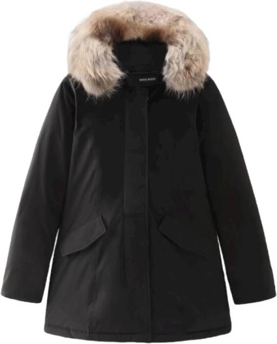 Woolrich Arctic Raccoon Parka Donna Cloth Bont Black Dames