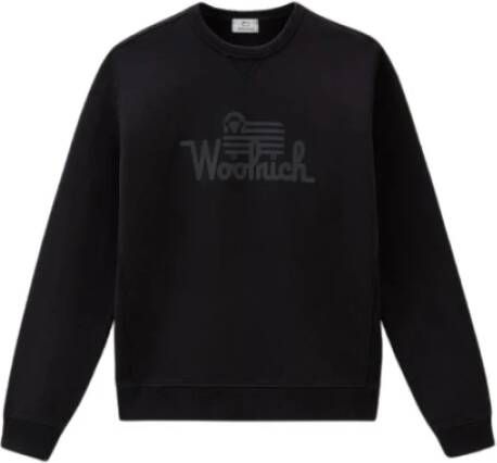 Woolrich Zwarte biologisch katoenen sweatshirt met logo Zwart