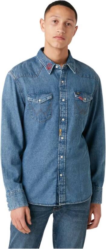 Wrangler Overhemd deux poches 27mw Blauw Heren