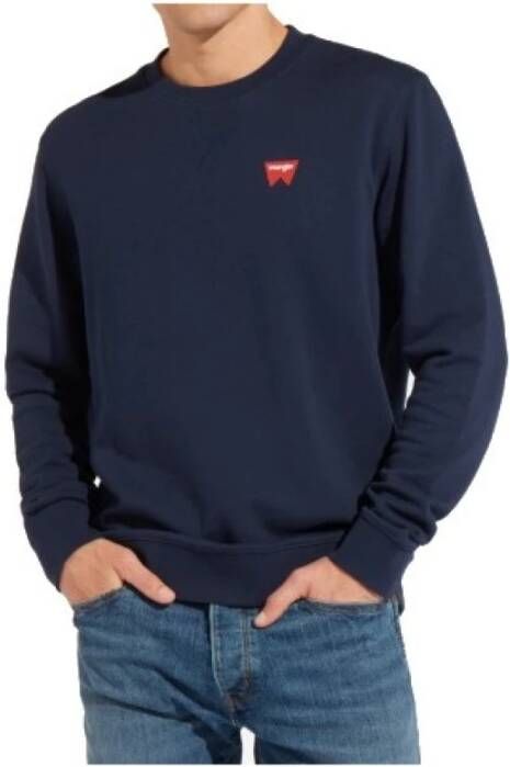 Wrangler Blauwe Crewneck Sweatshirt met V-Inzetstuk Blauw Heren