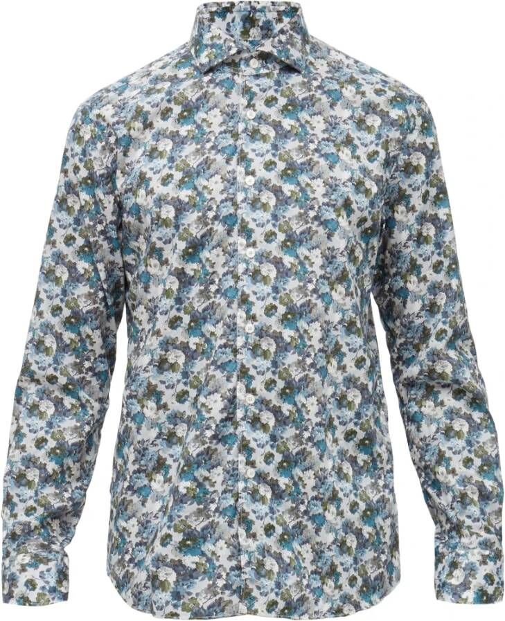 Xacus Patroon shirt Blauw Heren