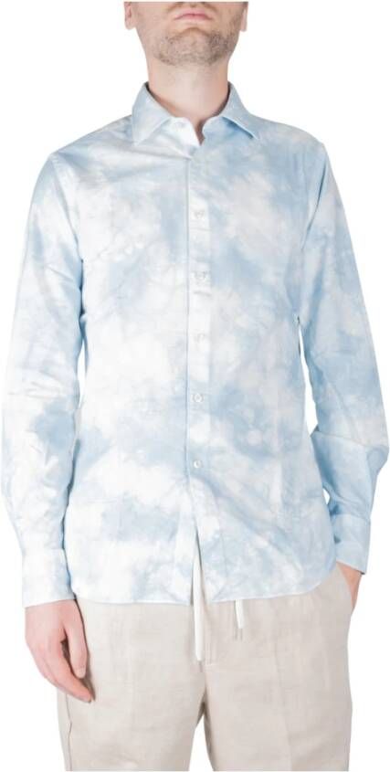 Xacus Tie Dye Flower Print Shirt Blauw Heren