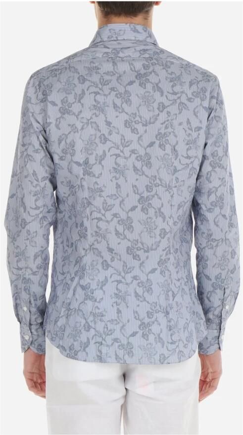 Xacus Blauw-wit katoenen overhemd met patroon Blue Heren - Foto 2