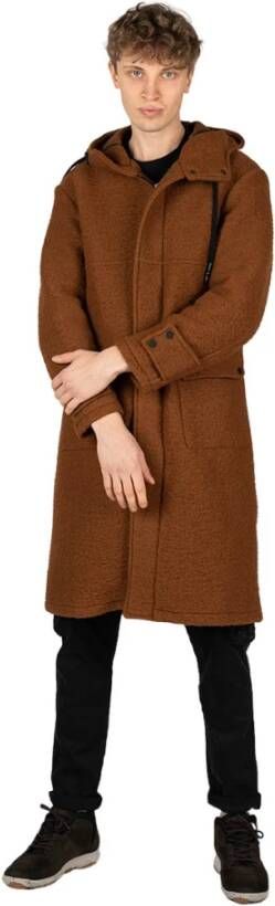 Xagon Man Capuchon Wollen Jas Brown Heren