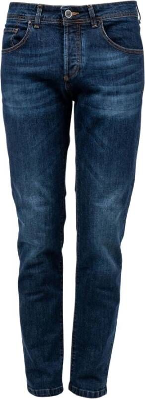 Xagon Man Slim Fit Jeans met Logo Knopen Blue Heren