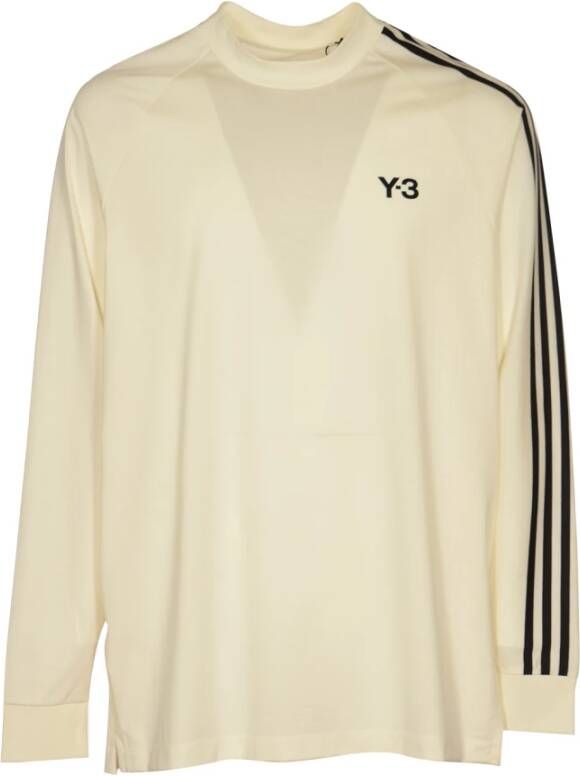 Y-3 Off-White T-shirt met Lange Mouwen en Logo Print White