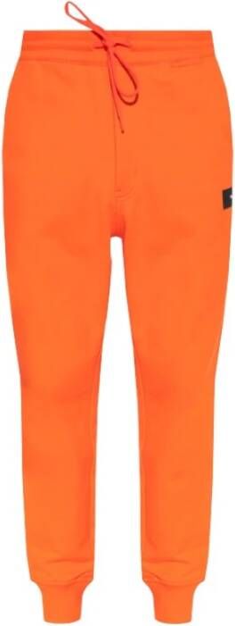 Y-3 Organisch katoenen sweatpants met trekkoord geribbelde boorden en logo detail Orange Heren