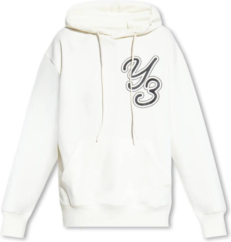 Y-3 Hoodie met logo print van biologisch katoen White