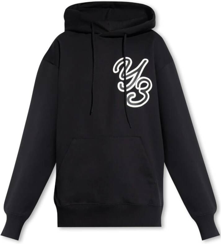 Y-3 Zwarte biologisch katoenen hoodie met voorlogo Black Unisex