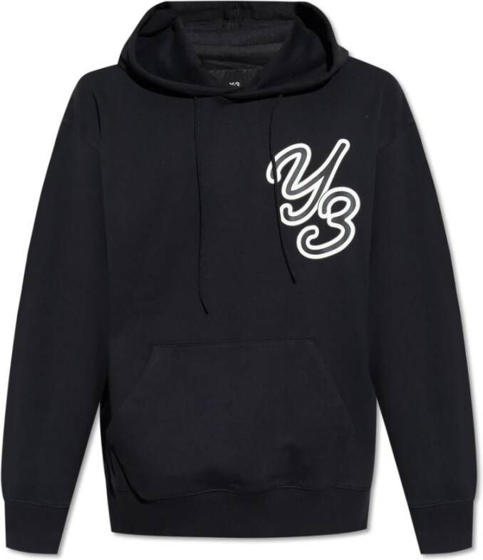 Y-3 Zwarte biologisch katoenen hoodie met voorlogo Black Unisex