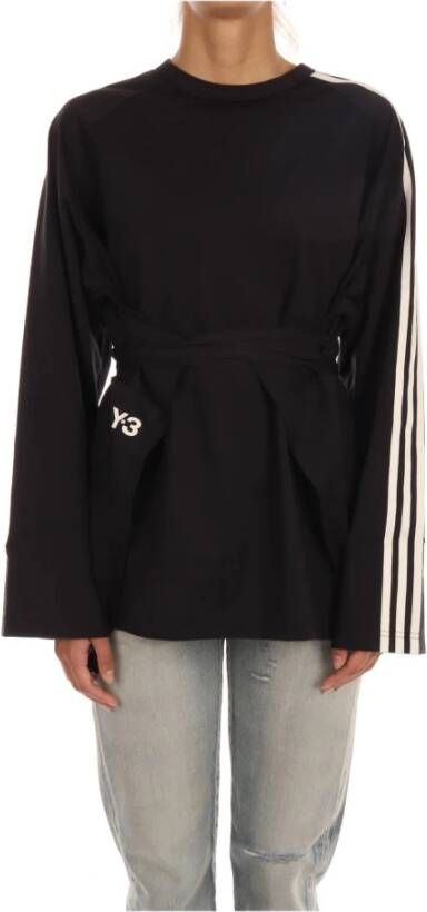 Y-3 Iconisch Gestreept Katoenen Sweatshirt Zwart Dames