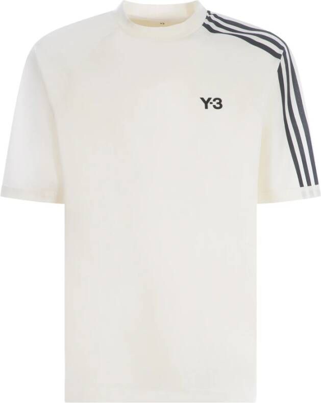 Y-3 Logo-Print T-Shirt met Zijstreep Detail White