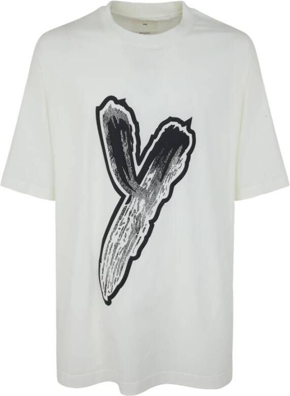 Y-3 Logo Grafische T-Shirts White Heren