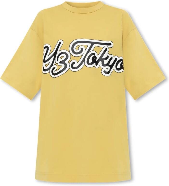 Y-3 Logo T-shirt Geel Dames