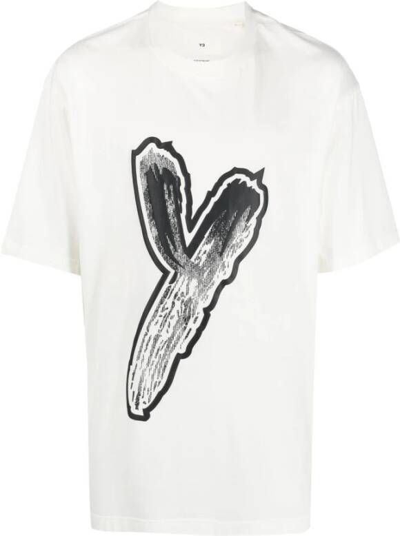 Y-3 Moderne Logo Print Katoenen T-shirt voor Heren Wit Heren
