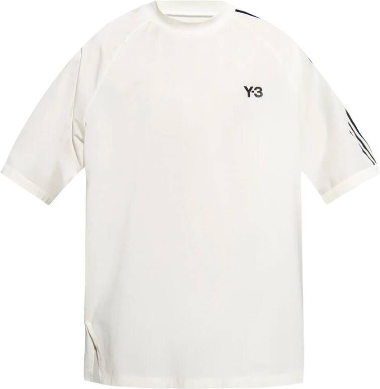 Y-3 Logo-Print T-Shirt met Zijstreep Detail White