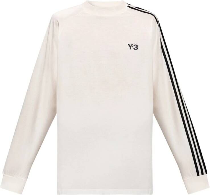 Y-3 Off-White T-shirt met Lange Mouwen en Logo Print White Heren