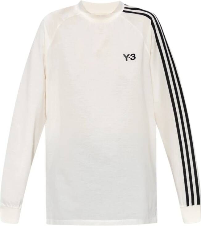 Y-3 Off-White T-shirt met Lange Mouwen en Logo Print White