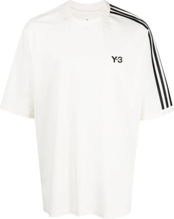 Y-3 Logo-print T-shirt met zijstreepdetails White