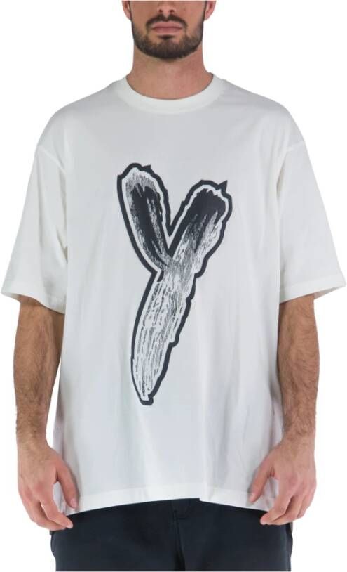Y-3 Moderne Logo Print Katoenen T-shirt voor Heren Wit Heren