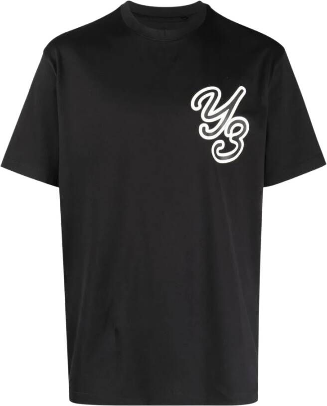 Y-3 Zwarte katoenen T-shirt met korte mouwen en logo Zwart Heren