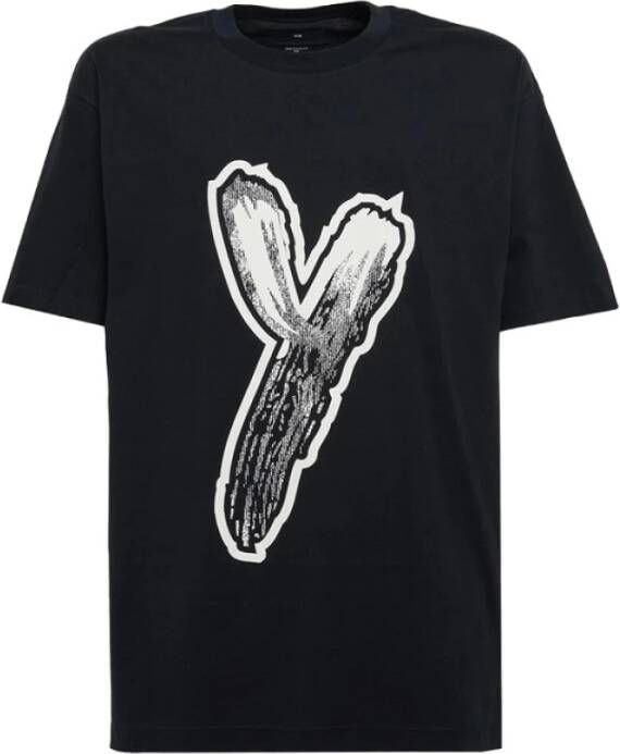Y-3 Oversized Logo T-Shirt met Maxi Print Black Heren