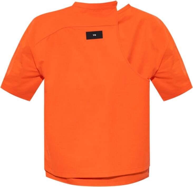 Y-3 Logo Patch T-Shirt Upgrade voor je casual garderobe Orange Heren