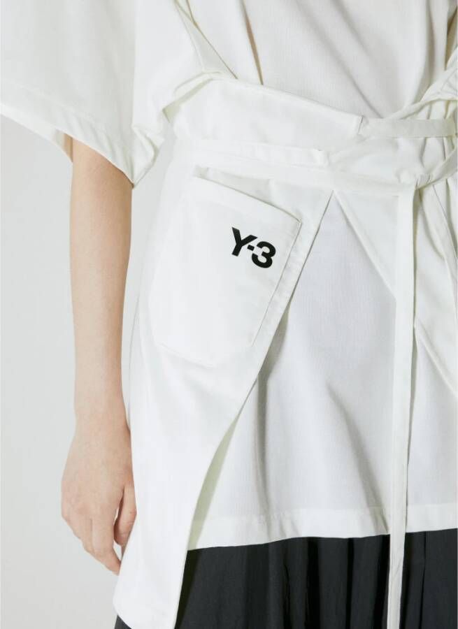 Y-3 T-shirt met stropdasdetail White Dames
