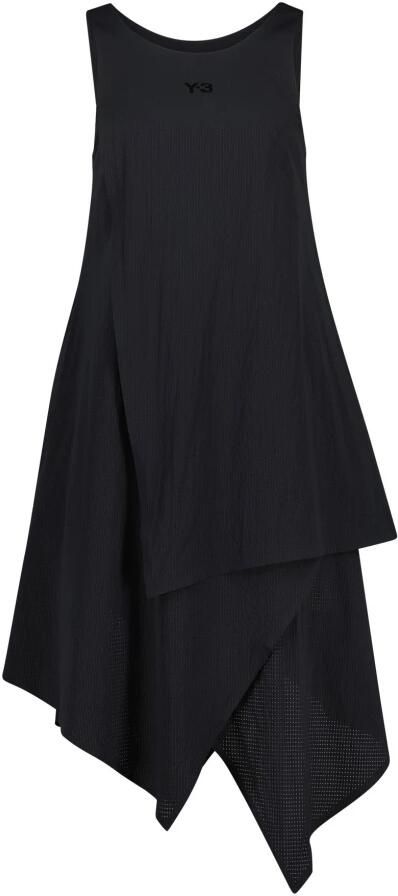 Y-3 Asymmetrische Jurk A-Lijn Stijl Ronde Hals Black Dames