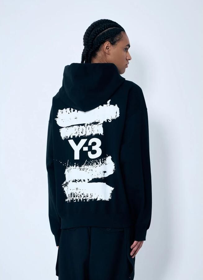 Y-3 Maxi Print Katoenen Hoodie met Trekkoord Black Heren - Foto 9