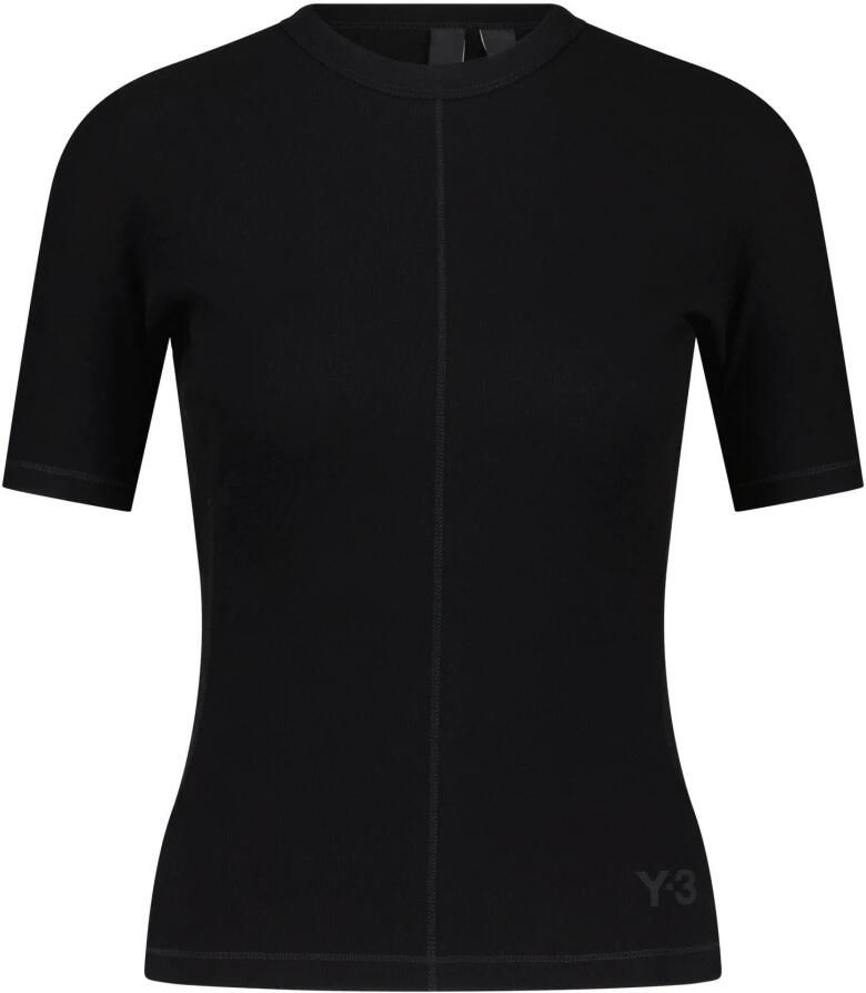 Y-3 Zwart Stretch Katoen Crew Neck T-shirt Black Dames - Foto 2