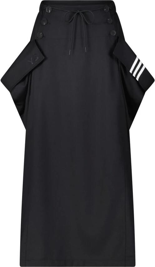 Y-3 Rok met knopen en elastische taille Black Dames
