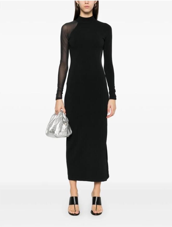 Y-3 Zwarte Gebreide Lange Mouw Jurk Black Dames - Foto 4
