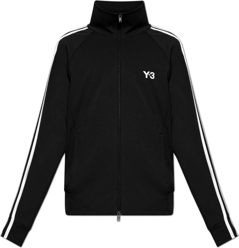 Y-3 Contrasterend Logo Volledige Rits Hoodie Black Heren - Foto 2