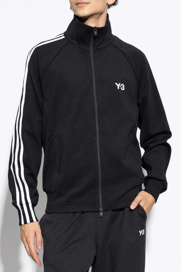 Y-3 Contrasterend Logo Volledige Rits Hoodie Black Heren - Foto 14