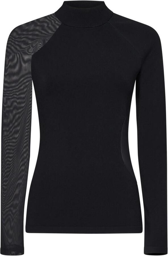 Y-3 Zwart Geribbelde Coltrui met Mesh Inzetstukken Black Dames