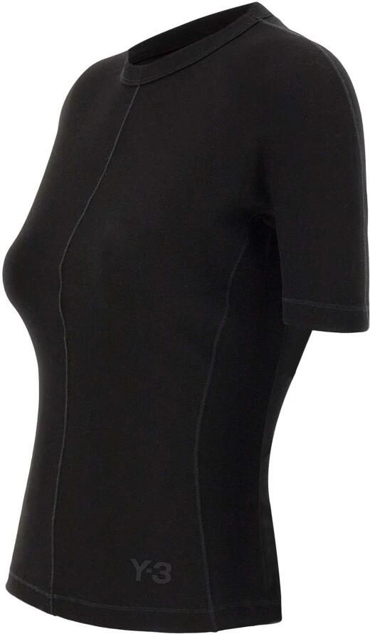Y-3 Zwart Stretch Katoen Crew Neck T-shirt Black Dames - Foto 4
